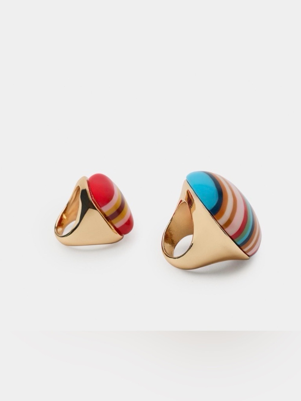 🔥🔥Zara Colorful Striped Resin Statement Rings pack - Picture 2 of 4